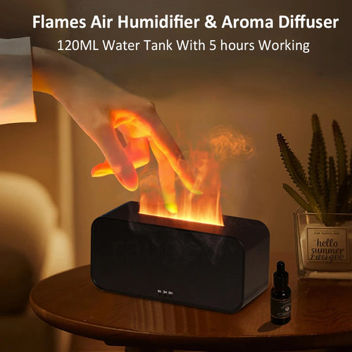 FlameMist – Aromatyczny nawilżacz powietrza z płomiennym światłem LED